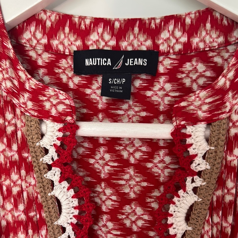 Red Patterned Women's Dress Nautica